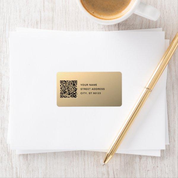 Instantly Editable QR code Template | Faux Gold Label