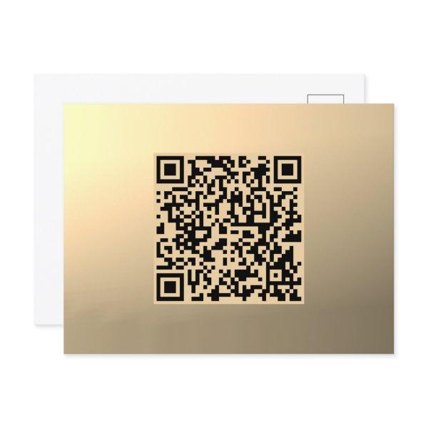 Instantly Editable QR code Template | Faux Gold Postcard