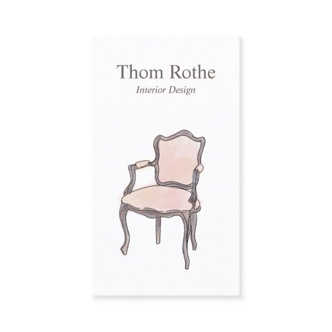 Interior Design Designer Watercolor Armchair Calling Card