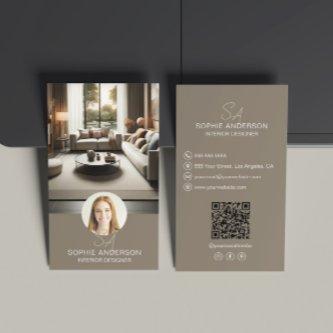 Interior Designer Monogram Photo QR Taupe