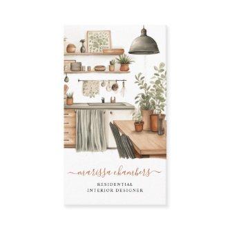 Interior Designer Rustic Watercolor Kitchen Scene