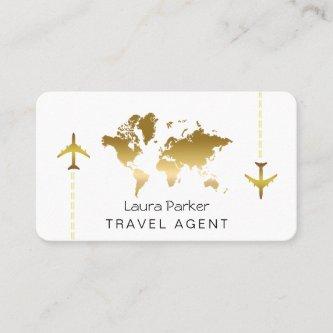 International Travel Agent World Map Gold Glitter