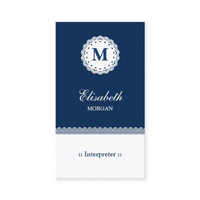 Interpreter Blue White Lace Monogram