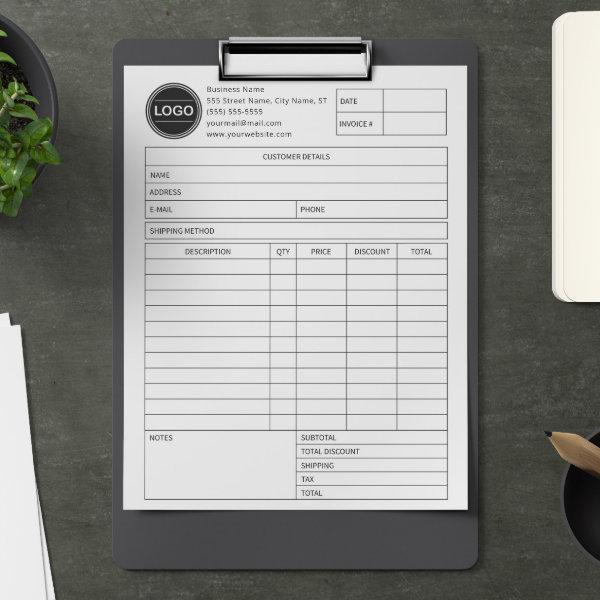 Invoice Business Sales Form Receipt, Add Logo Letterhead