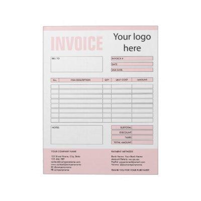 Invoice Form Business Quotation Add Logo Notepad