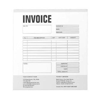 Invoice Form Business Quotation Add Logo Notepad