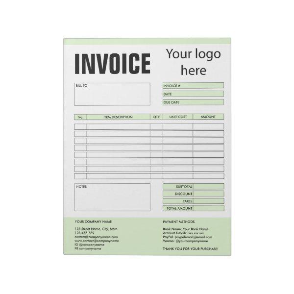 Invoice Form Business Quotation Add Logo Notepad