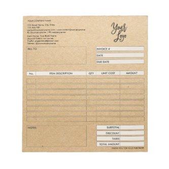 Invoice Form Business Quotation Add Logo Notepad