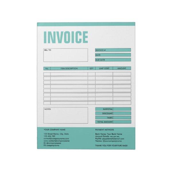 Invoice Form Business Quotation Add Logo Notepad