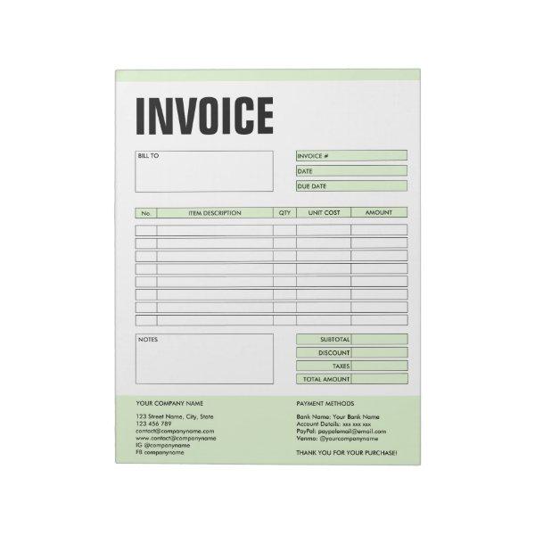 Invoice Form Business Quotation Add Logo Notepad