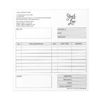 Invoice Form Business Quotation Add Logo Notepad