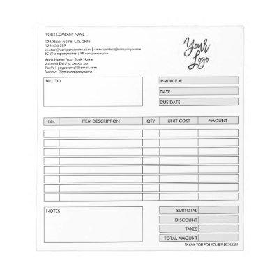 Invoice Form Business Quotation Add Logo Notepad