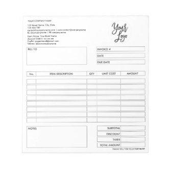 Invoice Form Business Quotation Add Logo Notepad
