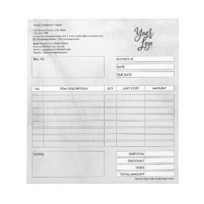 Invoice Form Business Quotation Add Logo Notepad
