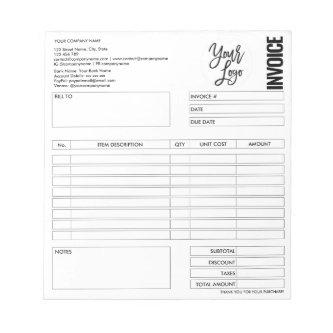 Invoice Form Business Quotation Add Logo Notepad