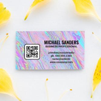 Iridescent Holographic Foil Pastel | QR Code