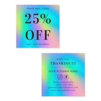 Iridescent Modern Bold Typography Small Business Discount Card