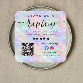 Iridescent Opal Stylish Qr Code Leave Us A Review Square