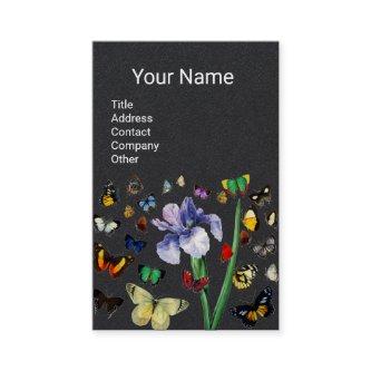 IRIS ,COLORFUL BUTTERFLIES Black Floral Monogram