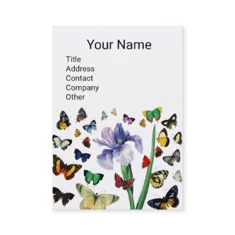 IRIS ,COLORFUL BUTTERFLIES White Floral Monogram