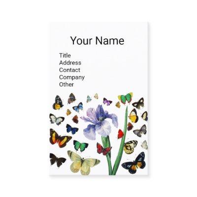 IRIS ,COLORFUL BUTTERFLIES White Floral Monogram
