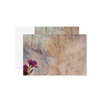 iris gladiolus on textured jute fabric for backgro