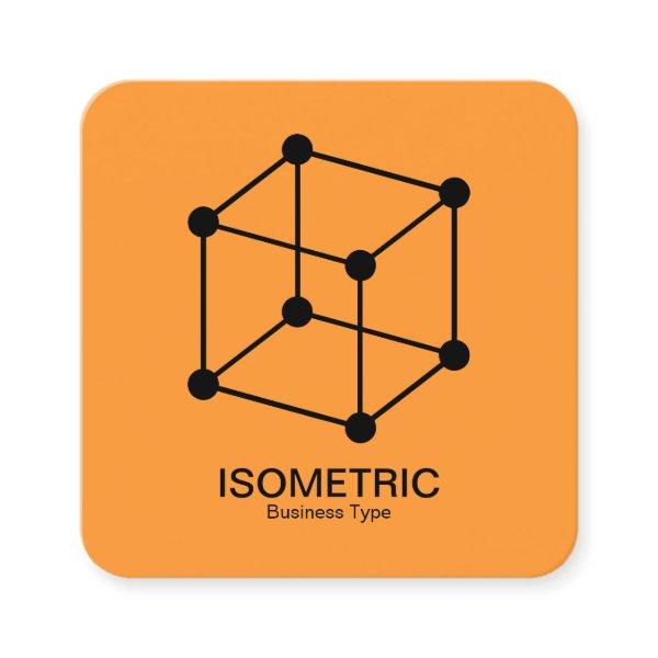 Isometric Cube -  Black on Amber Square