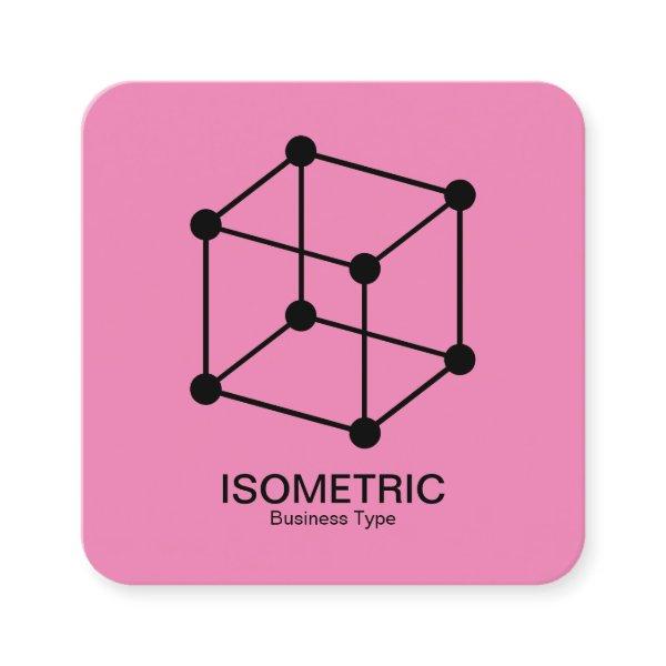 Isometric Cube -  Black on Pink Square