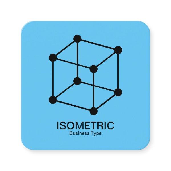 Isometric Cube -  Black on Sky Blue Square