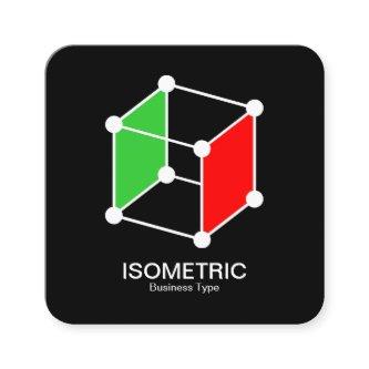 Isometric Cube -  White, Green and Red on Black Square