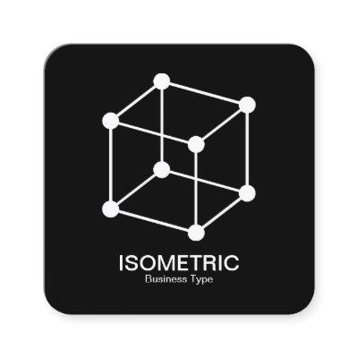 Isometric Cube -  White on Black Square