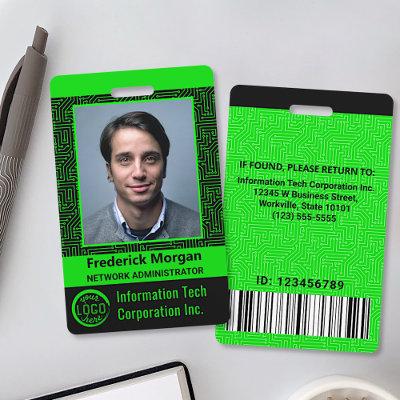 IT Computer Employee Custom Photo Bar Code Logo Badge