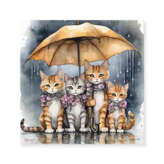 It was raining outside, so the mother cat called h square