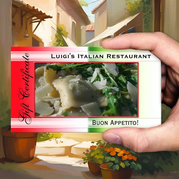 Italian Restaurant Gift Certificate Template