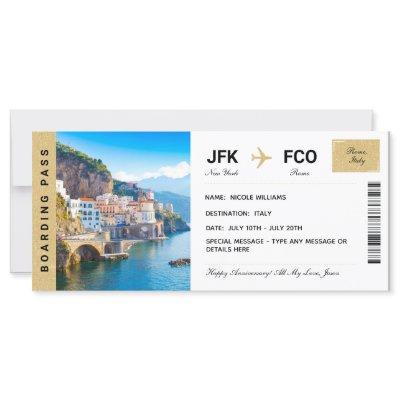 Italy Vacation Travel Gift Ticket Boarding Pass