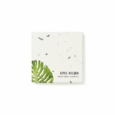 IVORY STONE WATERCOLOR GREEN MONSTERA LEAF FOLIAGE POST-IT NOTES