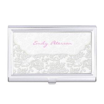 Ivory White Floral Damasks Embossed Effect  Case