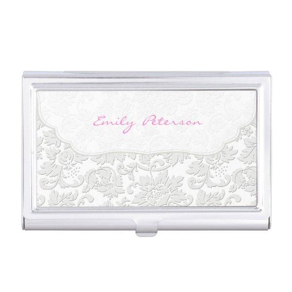 Ivory White Floral Damasks Embossed Effect  Case