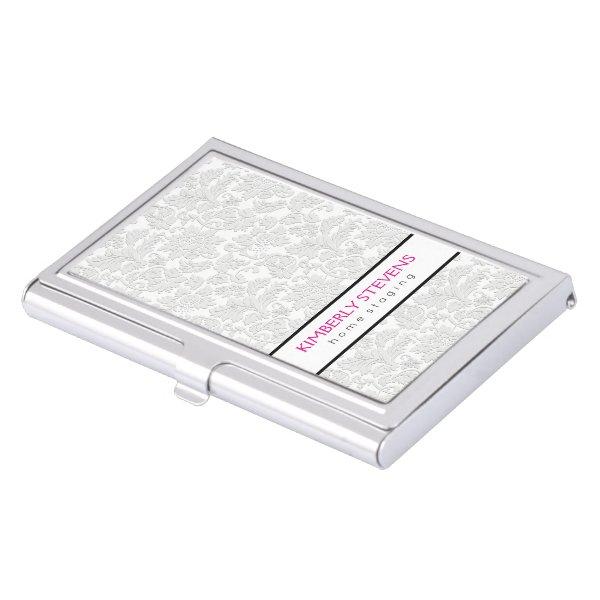 Ivory White Floral Damasks Embossed Effect Case For