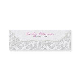Ivory White Floral Damasks Embossed Effect Mini