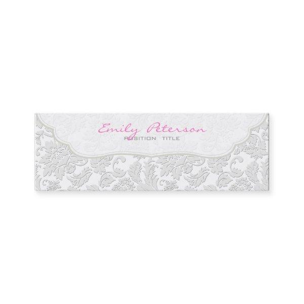 Ivory White Floral Damasks Embossed Effect Mini
