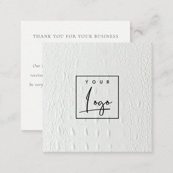 Ivory White Leather Texture Logo Review Request Square