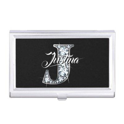 J Faux Diamond Bling Monogram  Case