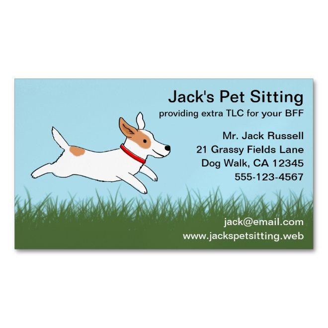 Jack Russell Cartoon Dog Running on Grass  Magnet
