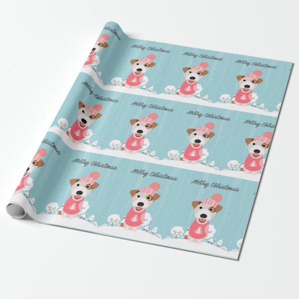Jack Russell Dog Cartoon Wrapping Paper