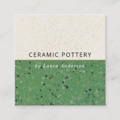 JADE GREEN CERAMIC POTTERY GLAZED SPECKLED TEXTURE SQUARE