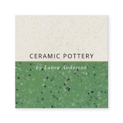 JADE GREEN CERAMIC POTTERY GLAZED SPECKLED TEXTURE SQUARE