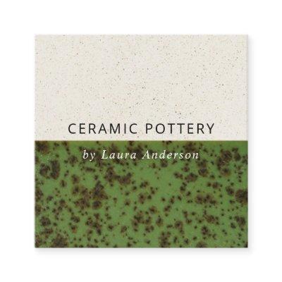 JADE GREEN CERAMIC POTTERY GLAZED SPECKLED TEXTURE SQUARE