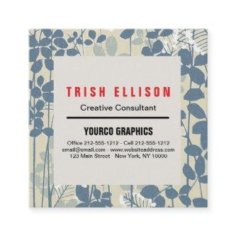 Japanese Asian Blue Leaf Flower Square