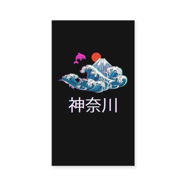Japanese Calligraphy Vaporwave Great Wave Kanagawa